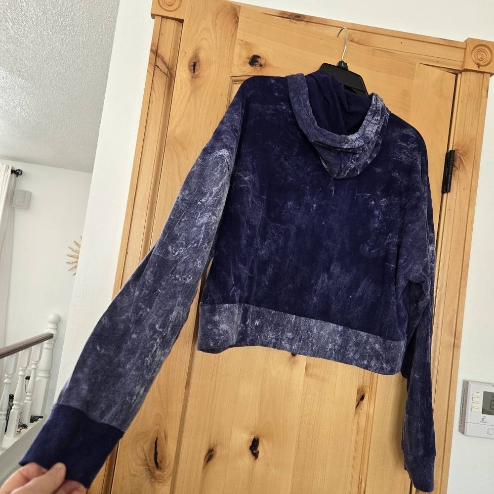 NWOT Kathmandu Imports Cropped Hoodie Butterfly Positive Vibes Blue Orange Top L - Picture 10 of 10